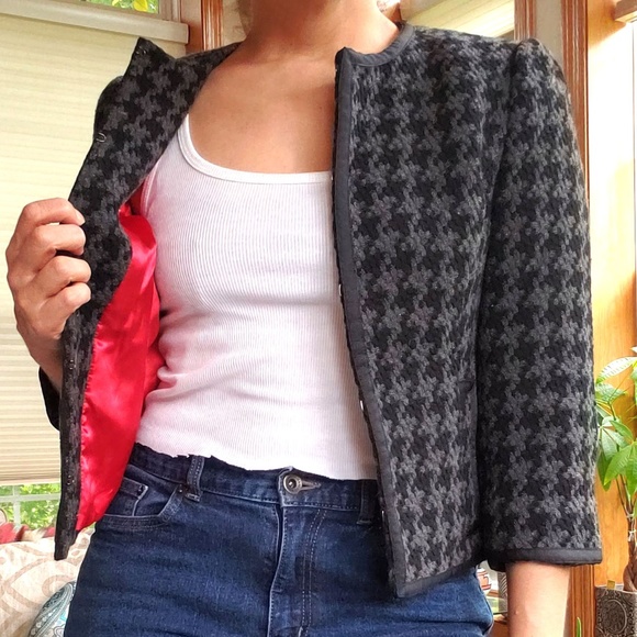 Black & Grey Houndstooth Jacket - Picture 3 of 5